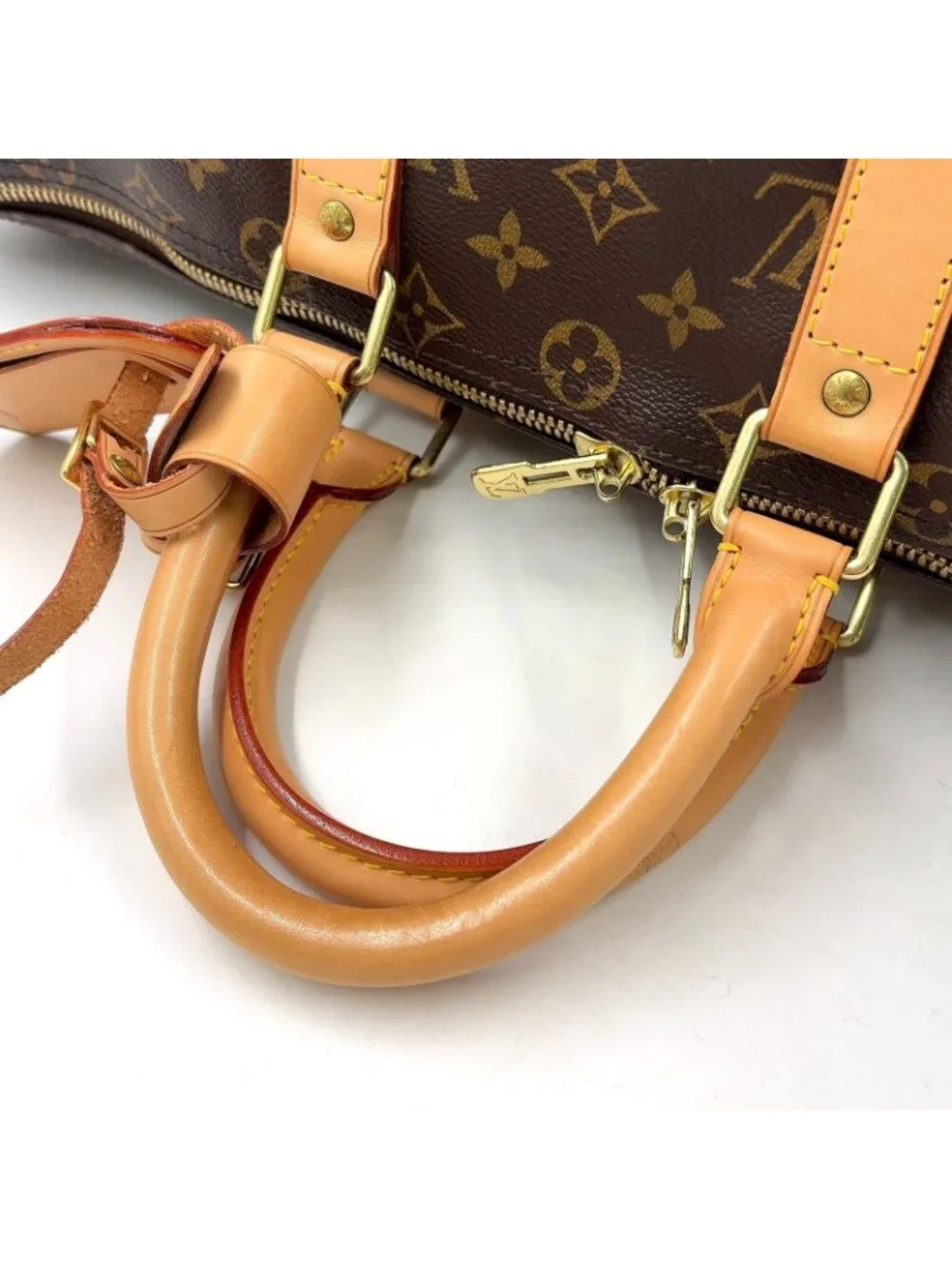 Louis Vuitton Keepall 45 Monogram Leather Brown Light Boston Bag Gold